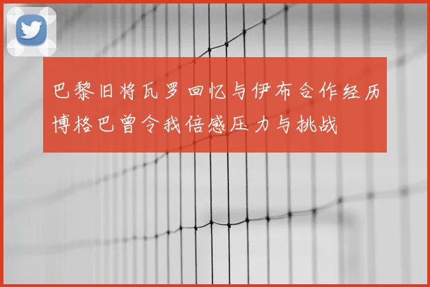巴黎旧将瓦罗回忆与伊布合作经历博格巴曾令我倍感压力与挑战